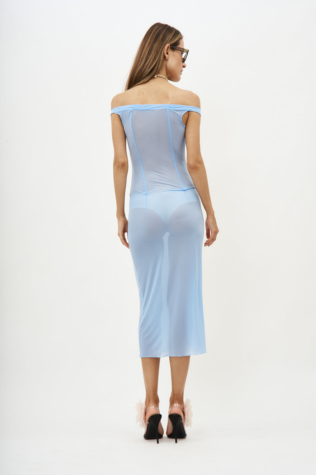 Flower Bra Jersey Light Blue Midi Dress - Désordre Boutique