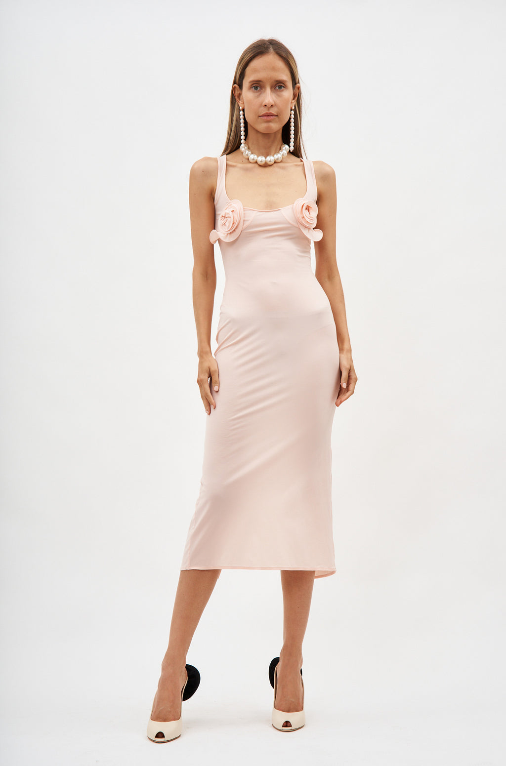 Flower Bra Jersey Peach Midi Dress - Désordre Boutique