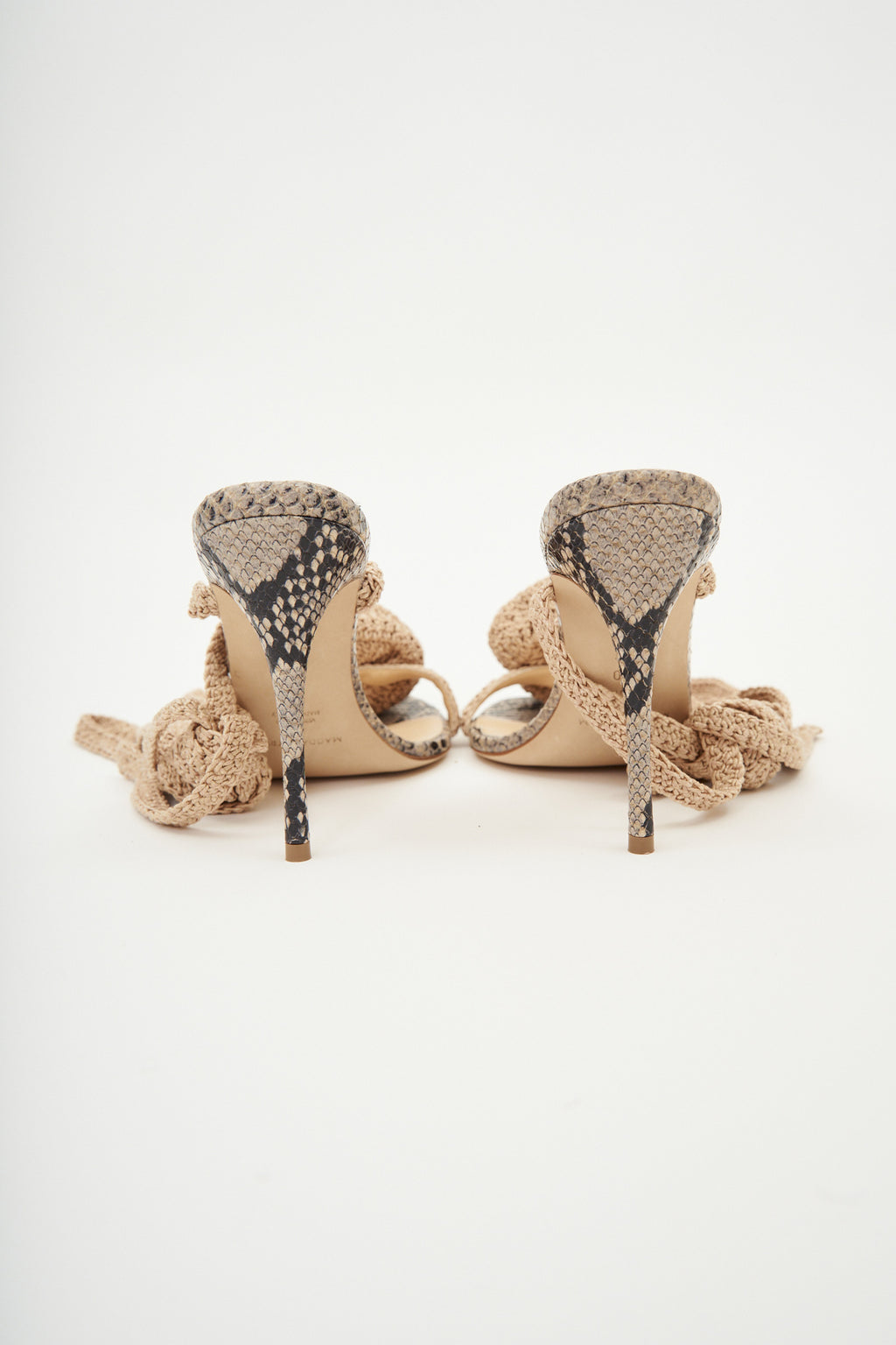 Flower Python Nude Heel Sandals - Désordre Boutique