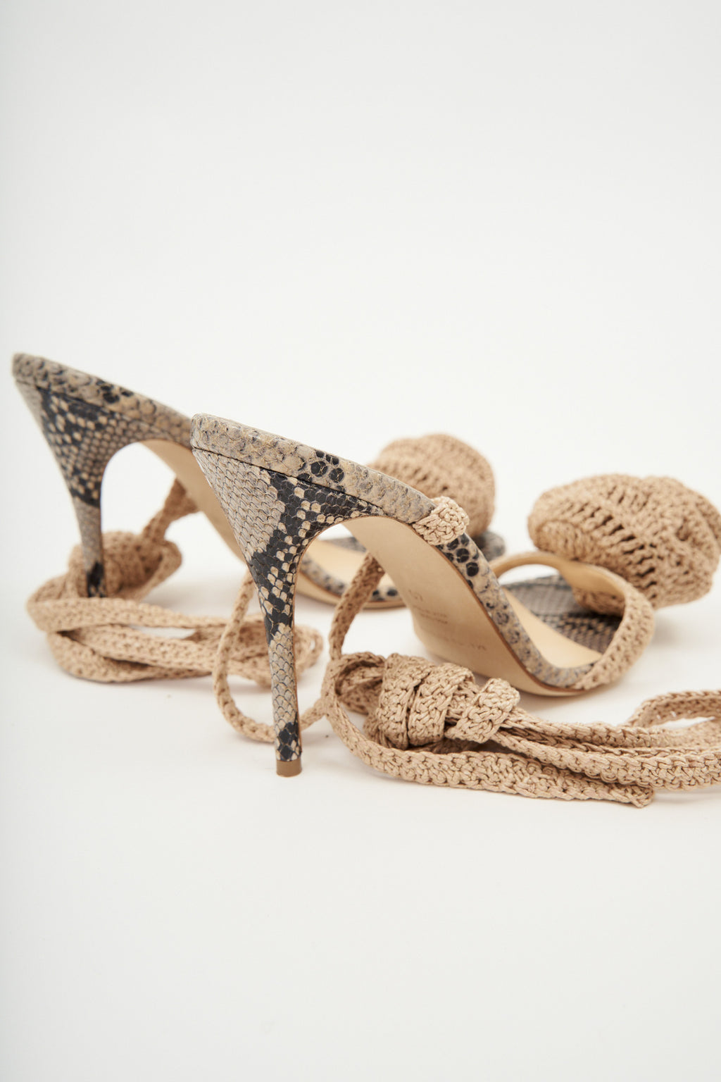 Flower Python Nude Heel Sandals - Désordre Boutique