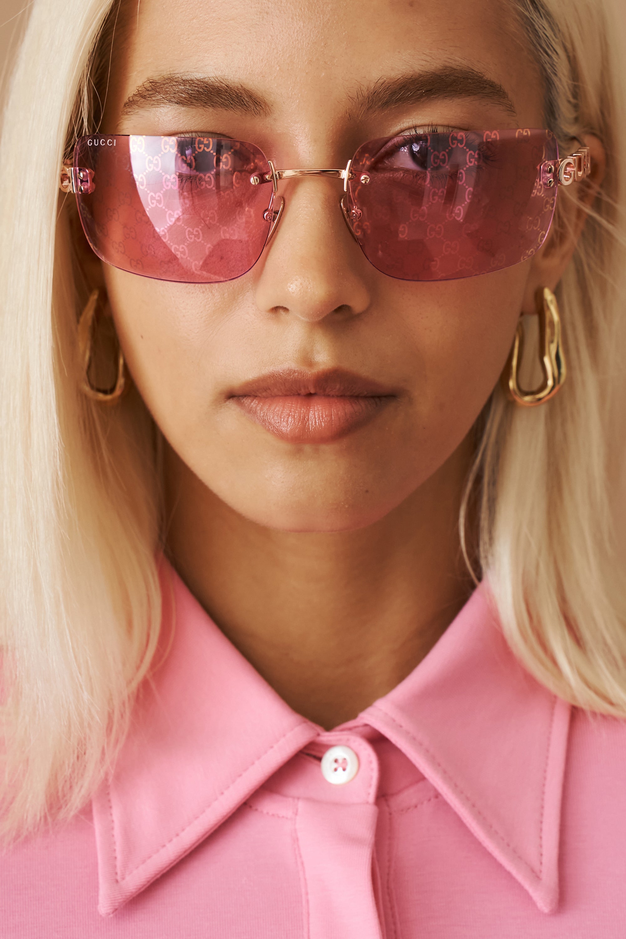 Pink GG Shield Sunglasses