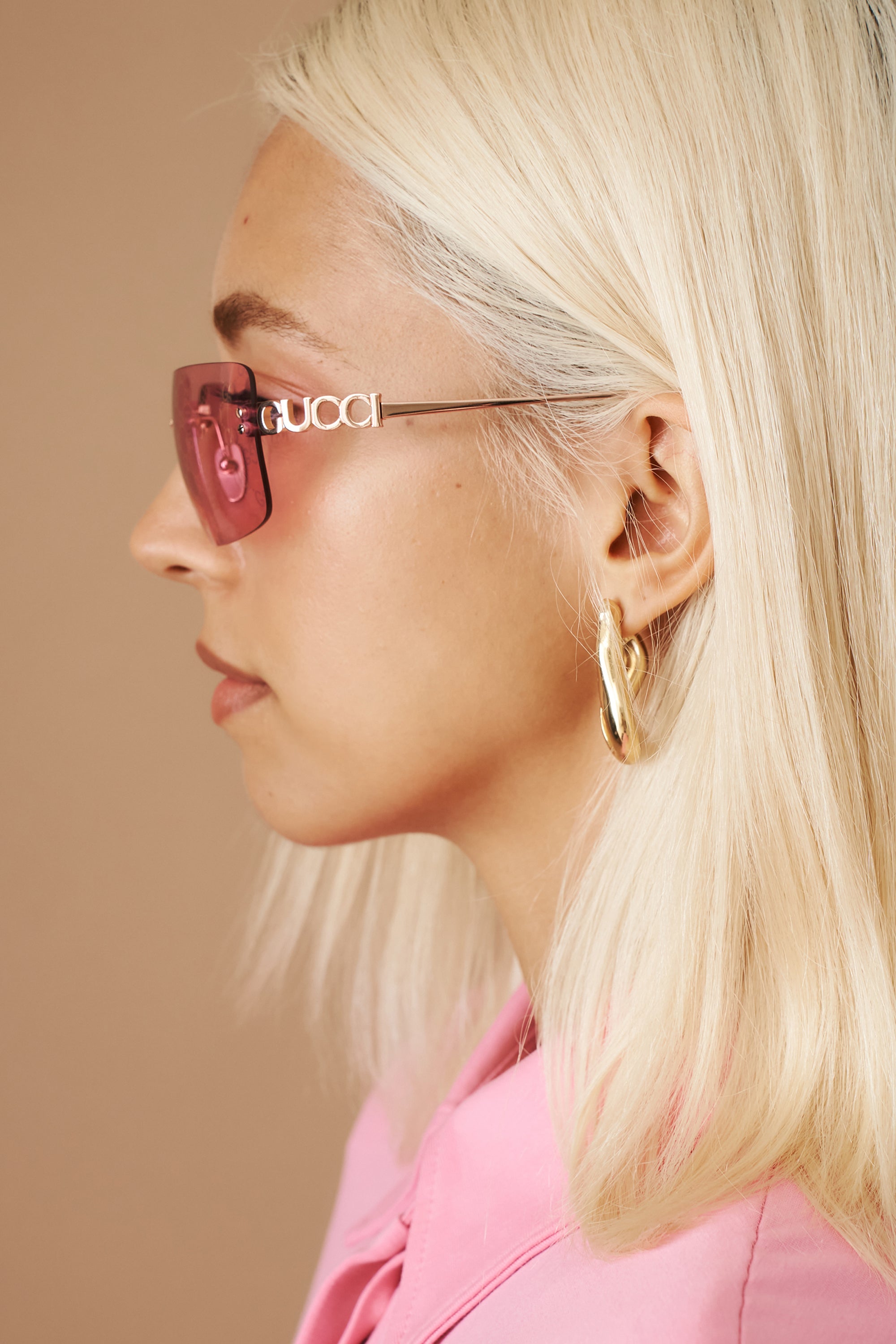 Pink GG Shield Sunglasses