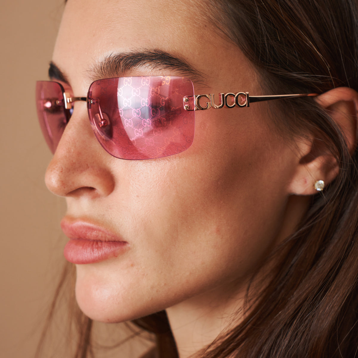 Pink GG Shield Sunglasses