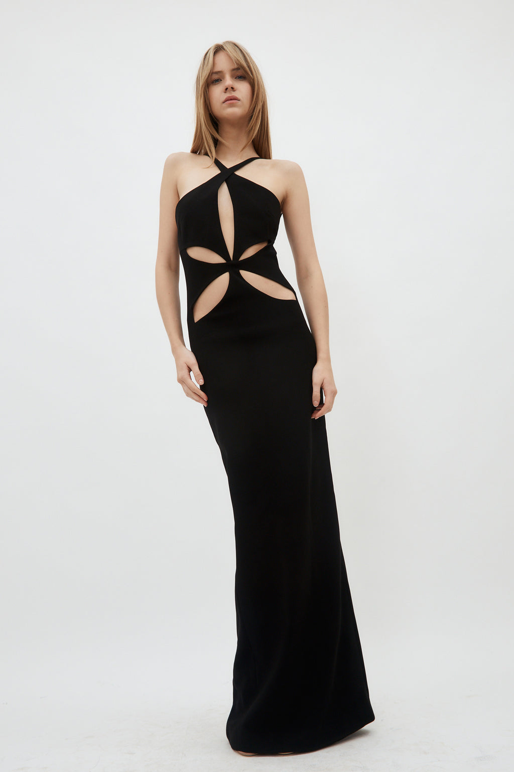 Halterneck Black Petal Cut Out Dress - Désordre Boutique