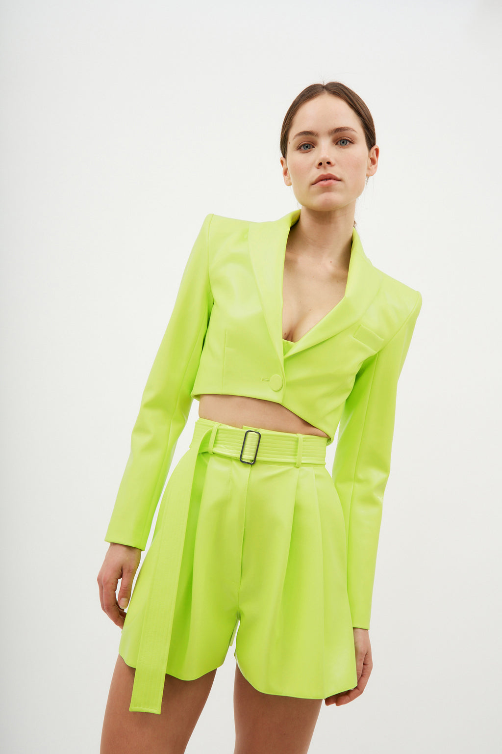 Hutton Neon Yellow Cropped Blazer - Désordre Boutique