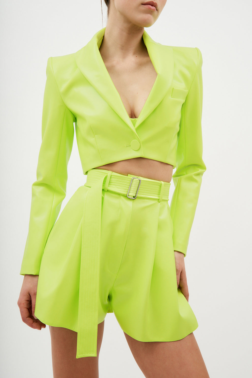 Hutton Neon Yellow Cropped Blazer - Désordre Boutique