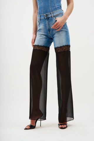 Hybrid Sheer Leg Blue/Black Jeans - Désordre Boutique