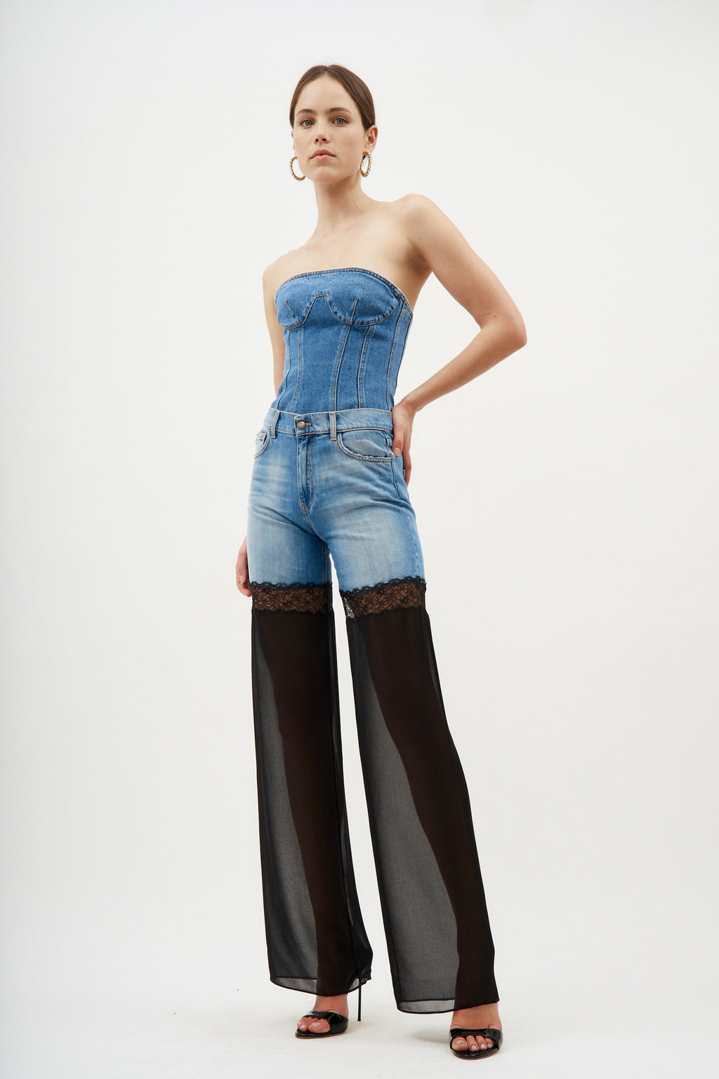 Hybrid Sheer Leg Blue/Black Jeans - Désordre Boutique