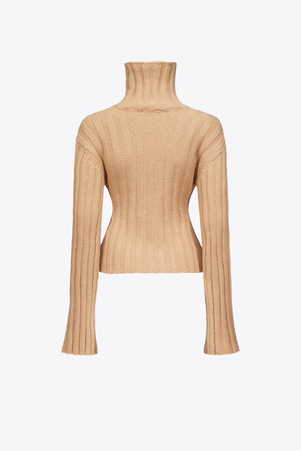 Twisted Knit Turtleneck Light Beige Sweater