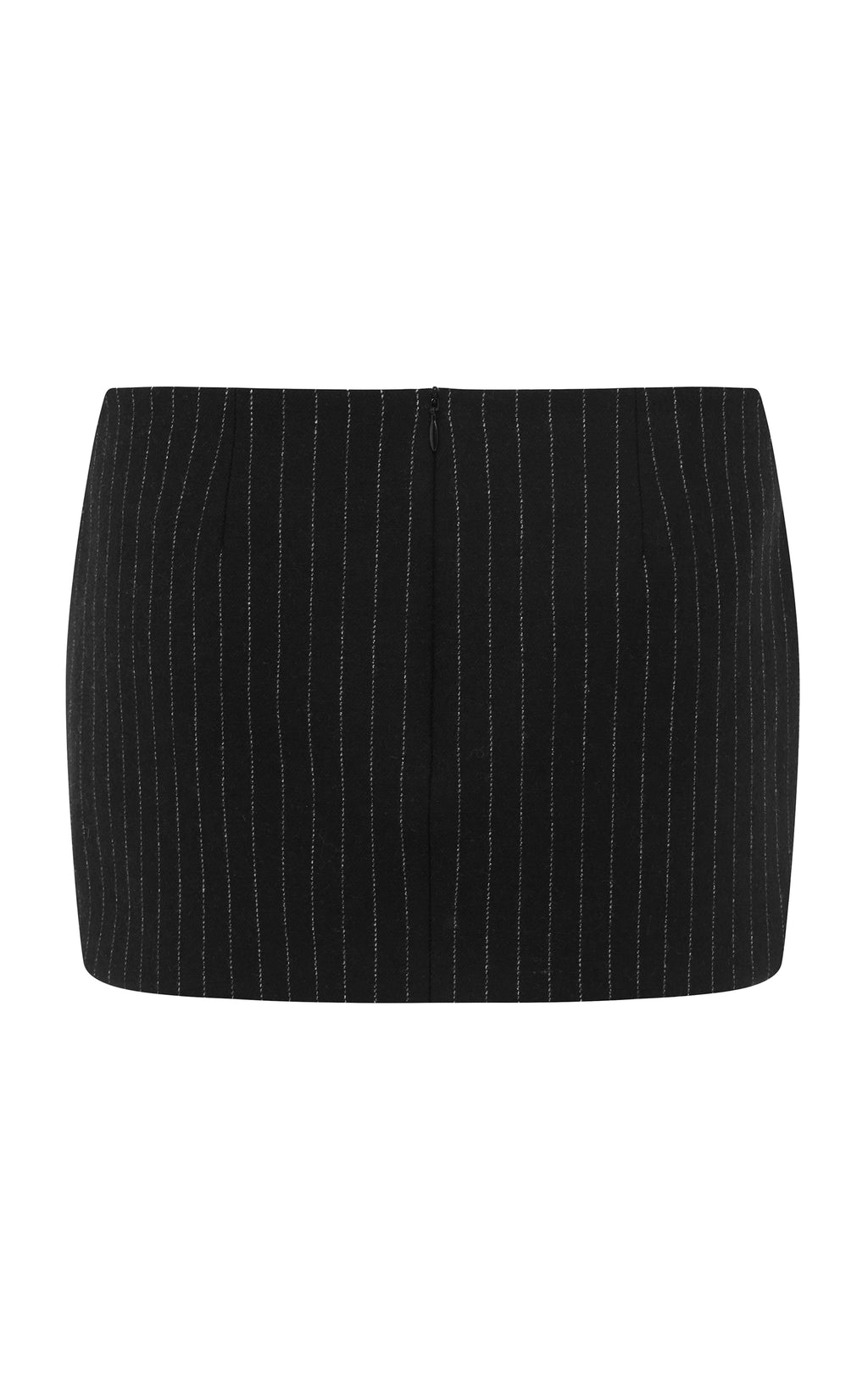 Low Rise Pinstripe Mini Black Skirt