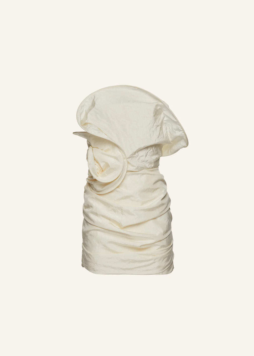 Sculptural Rose Mini Cream Dress