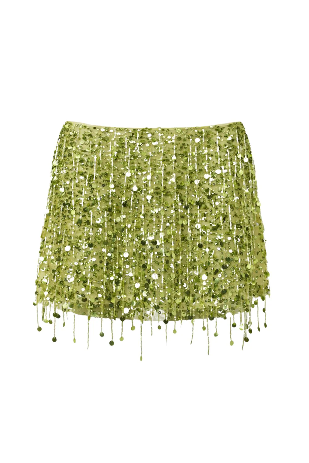 Yasmin Hand Beaded Chartreuse Mini Skirt