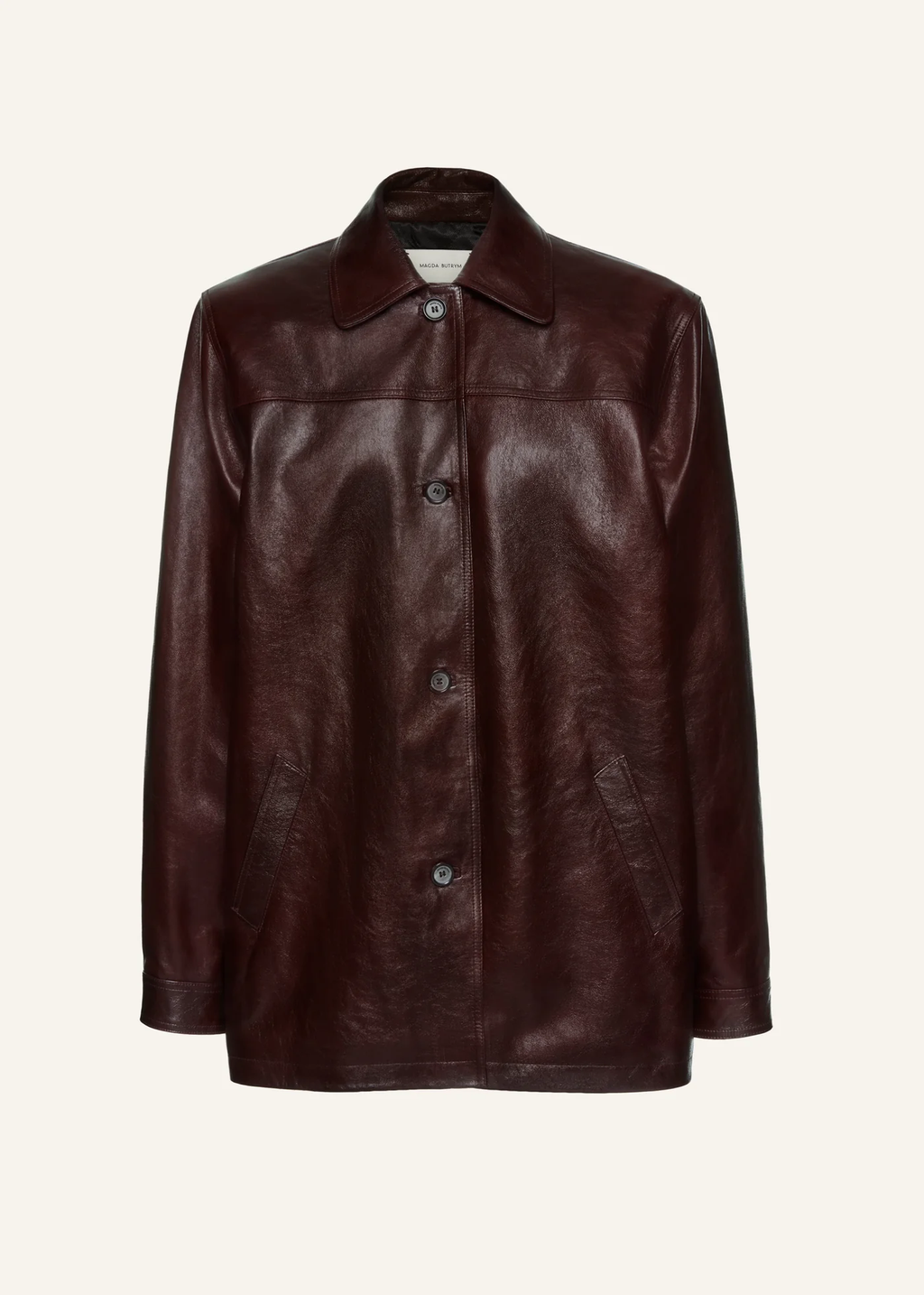 Oversized Leather Button Up Bordeaux Jacket