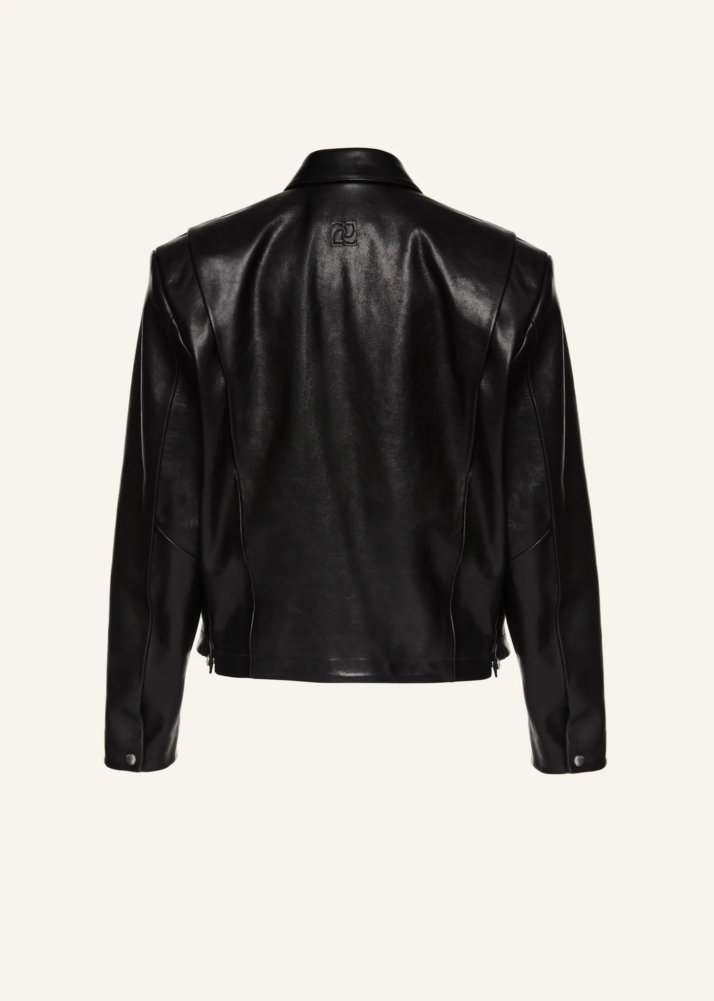 Boxy Leather Zip Black Jacket