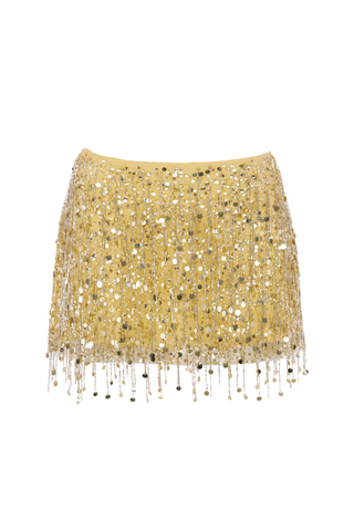 Yasmin Hand Beaded Gold Mini Skirt