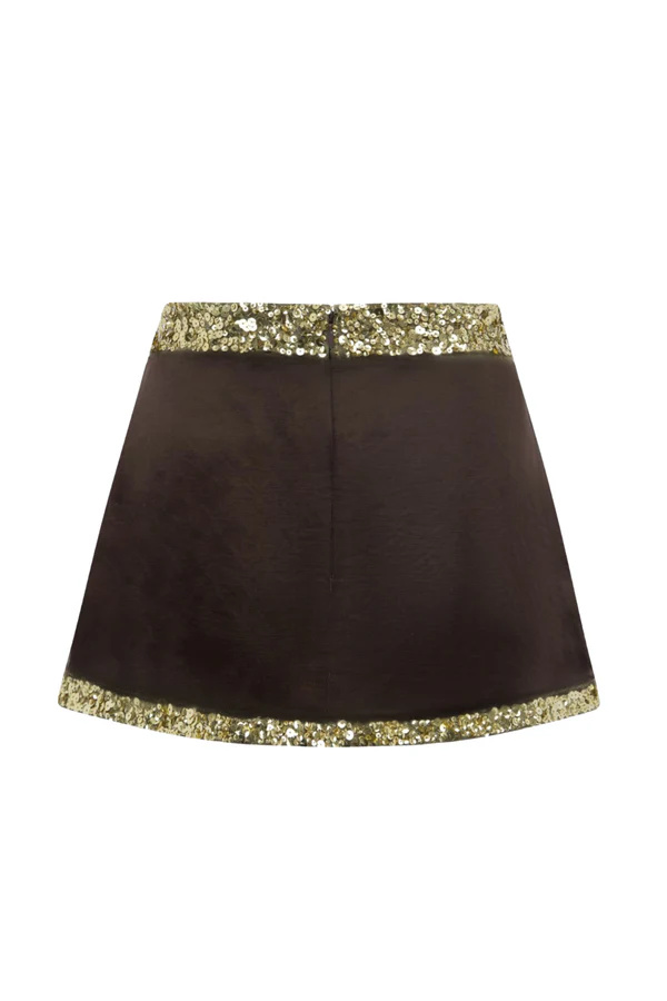 Celine Hand Beaded Cocoa Mini Skirt