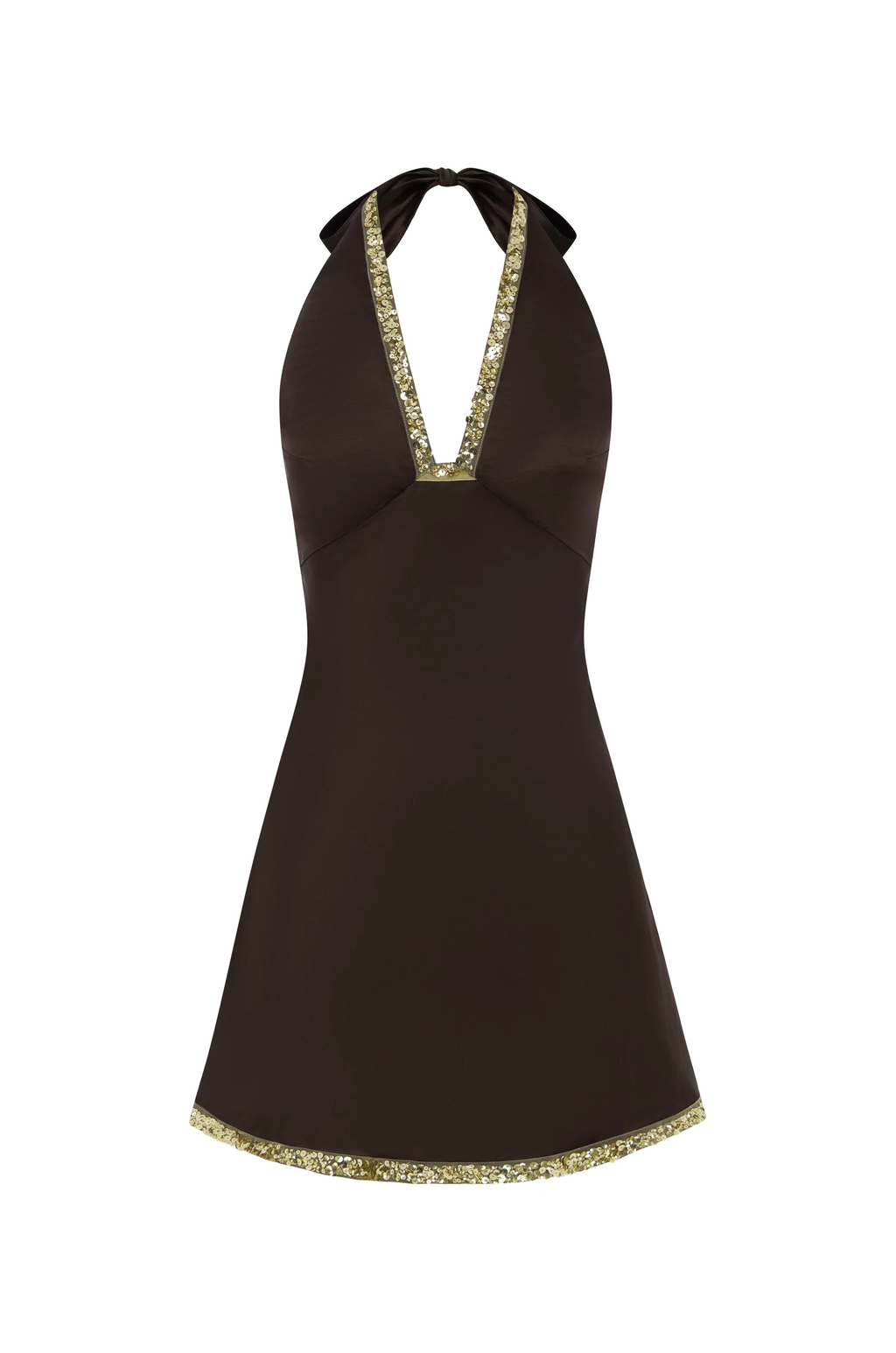 Celine Hand Beaded Cocoa Mini Dress