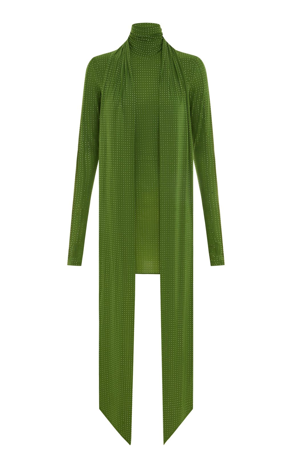 Long Sleeve Scarf Crystal Jersey Mini Fern Dress