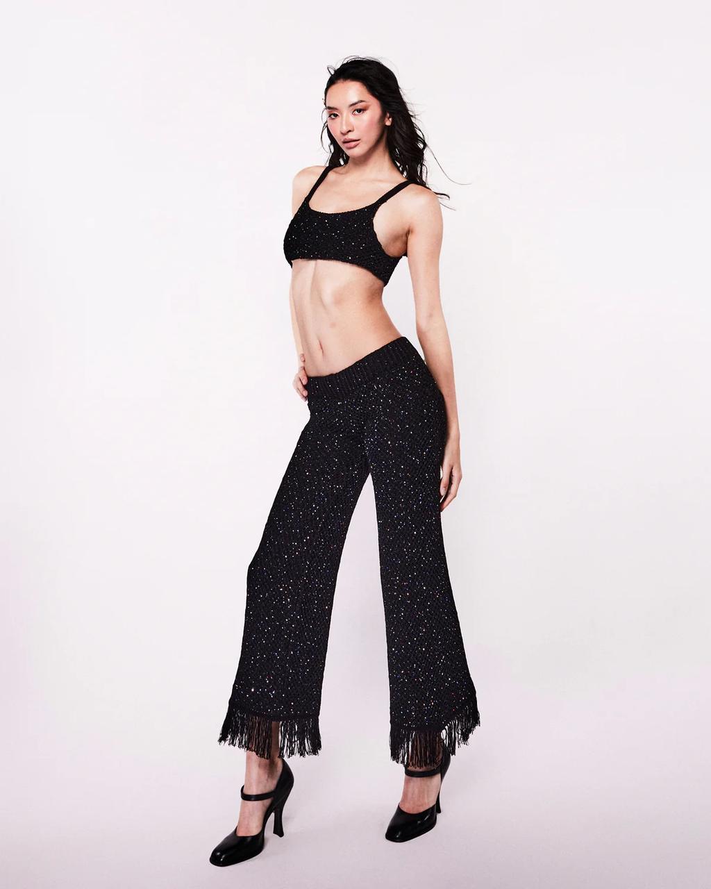 Grace Sequinned Black Pants