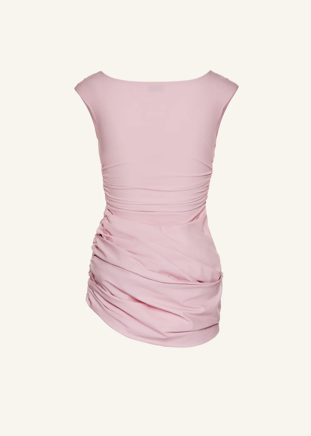 Draped Off Shoulder Cotton Mini Pink Dress