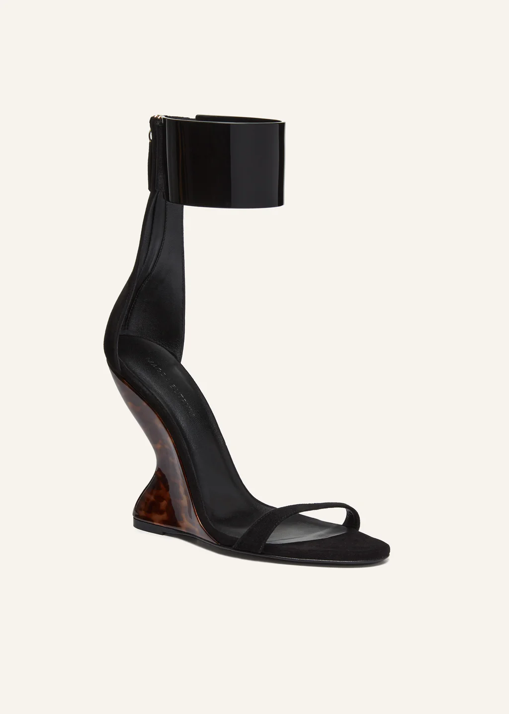 Inverted Wedge Ankle Cuff Black Sandals - Désordre Boutique