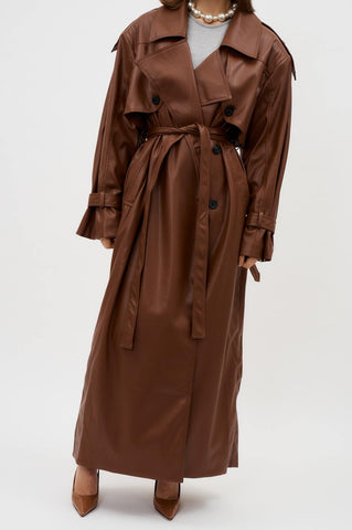 Izk Long Trench Maroon Coat - Désordre Boutique