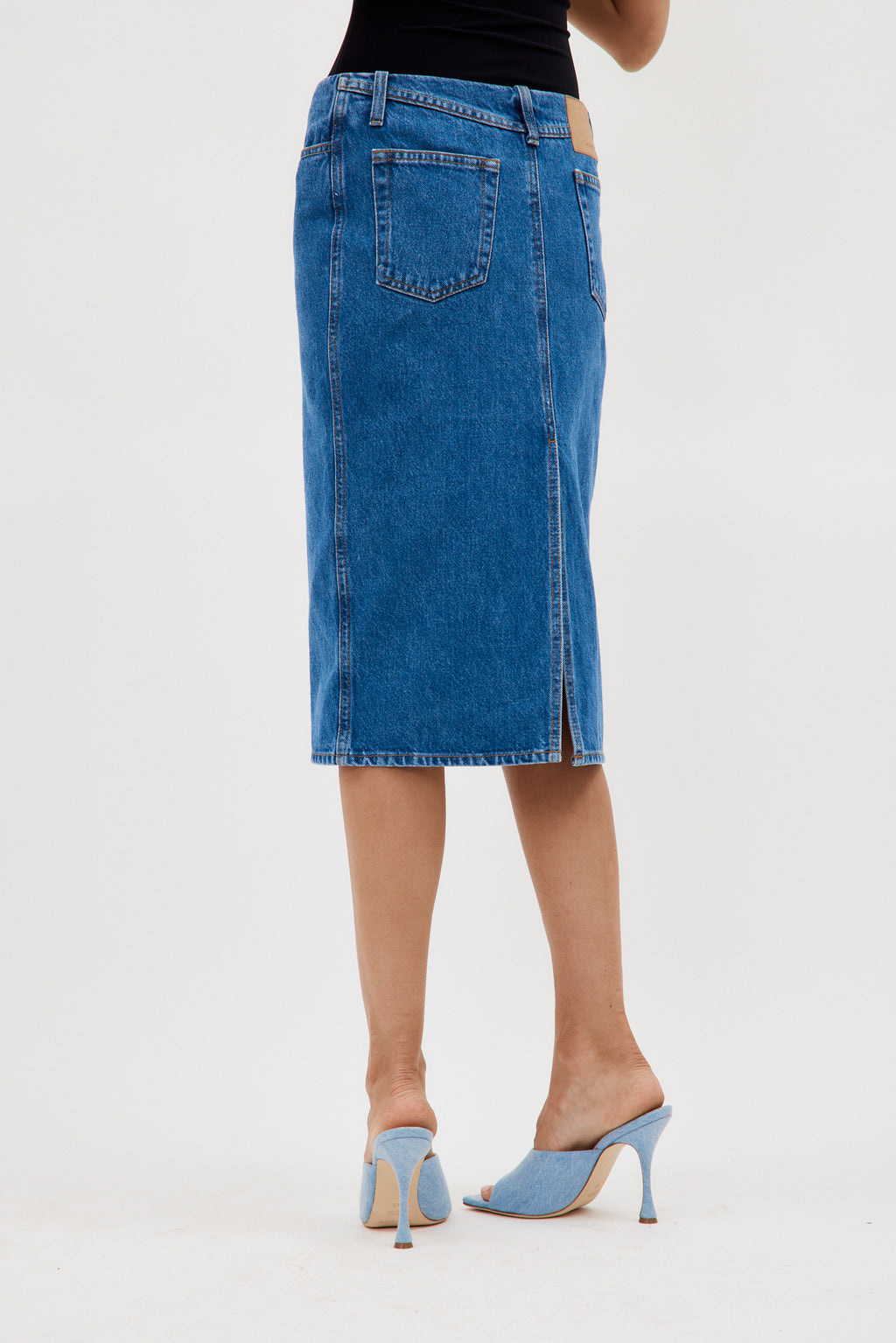 Knee Length Blue Denim Pencil Skirt - Désordre Boutique