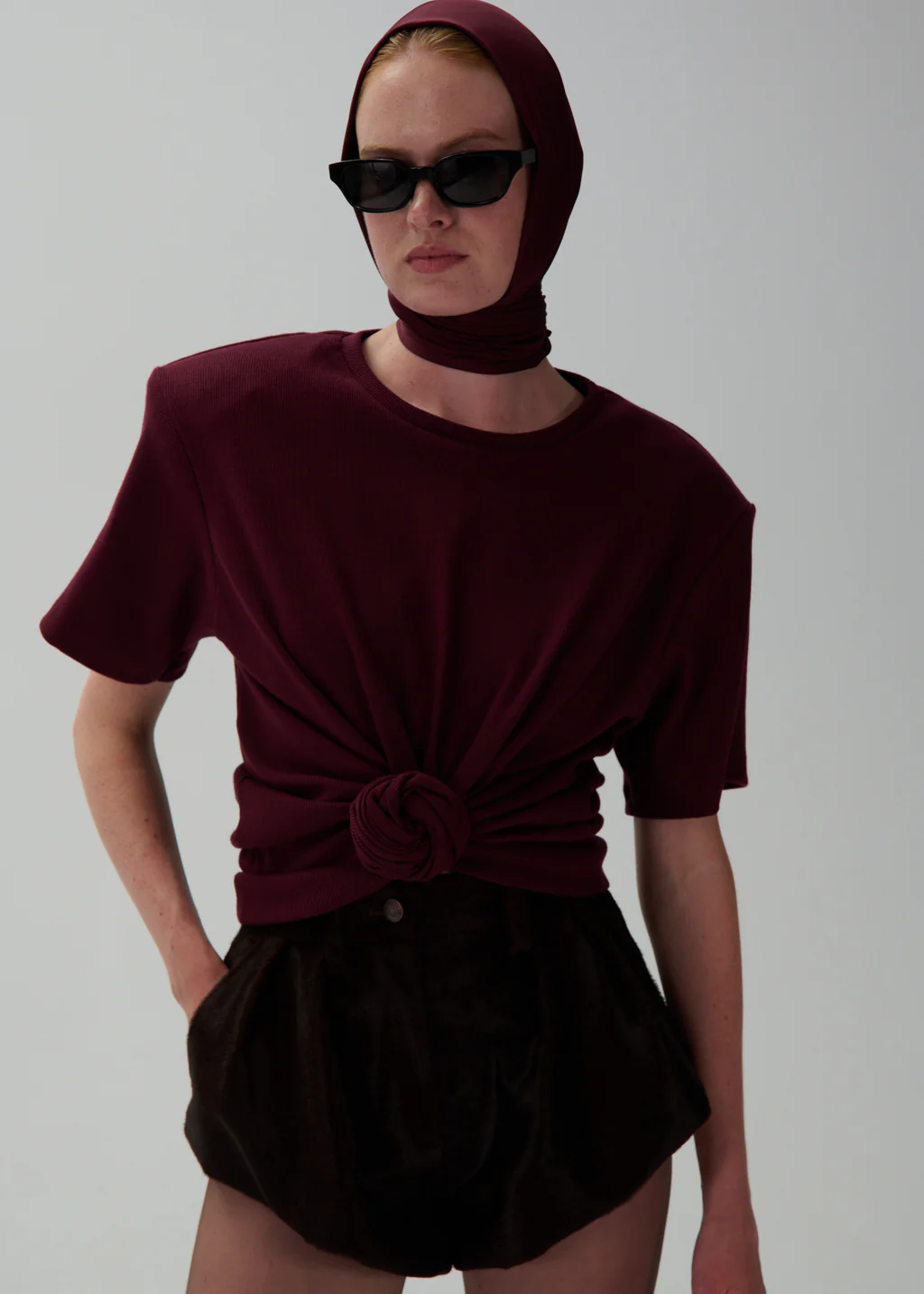 Knotted Burgundy T-Shirt - Désordre Boutique