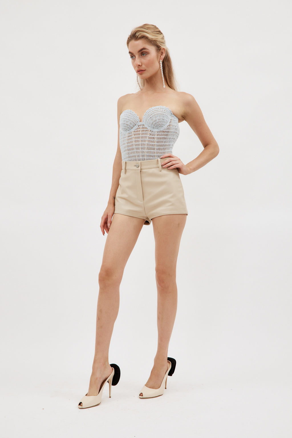 Leather Beige Mini Shorts - Désordre Boutique