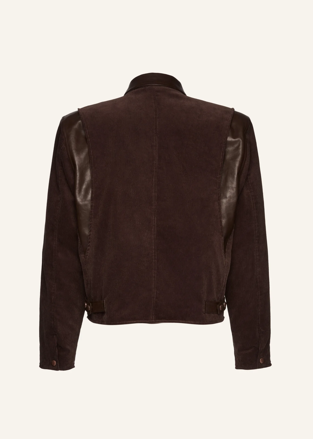 Leather Trim Corduroy Bomber Brown Jacket - Désordre Boutique