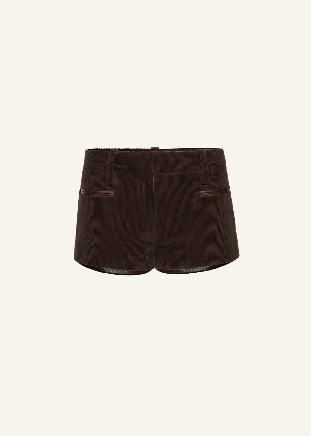 Leather Trim Corduroy Brown Shorts - Désordre Boutique