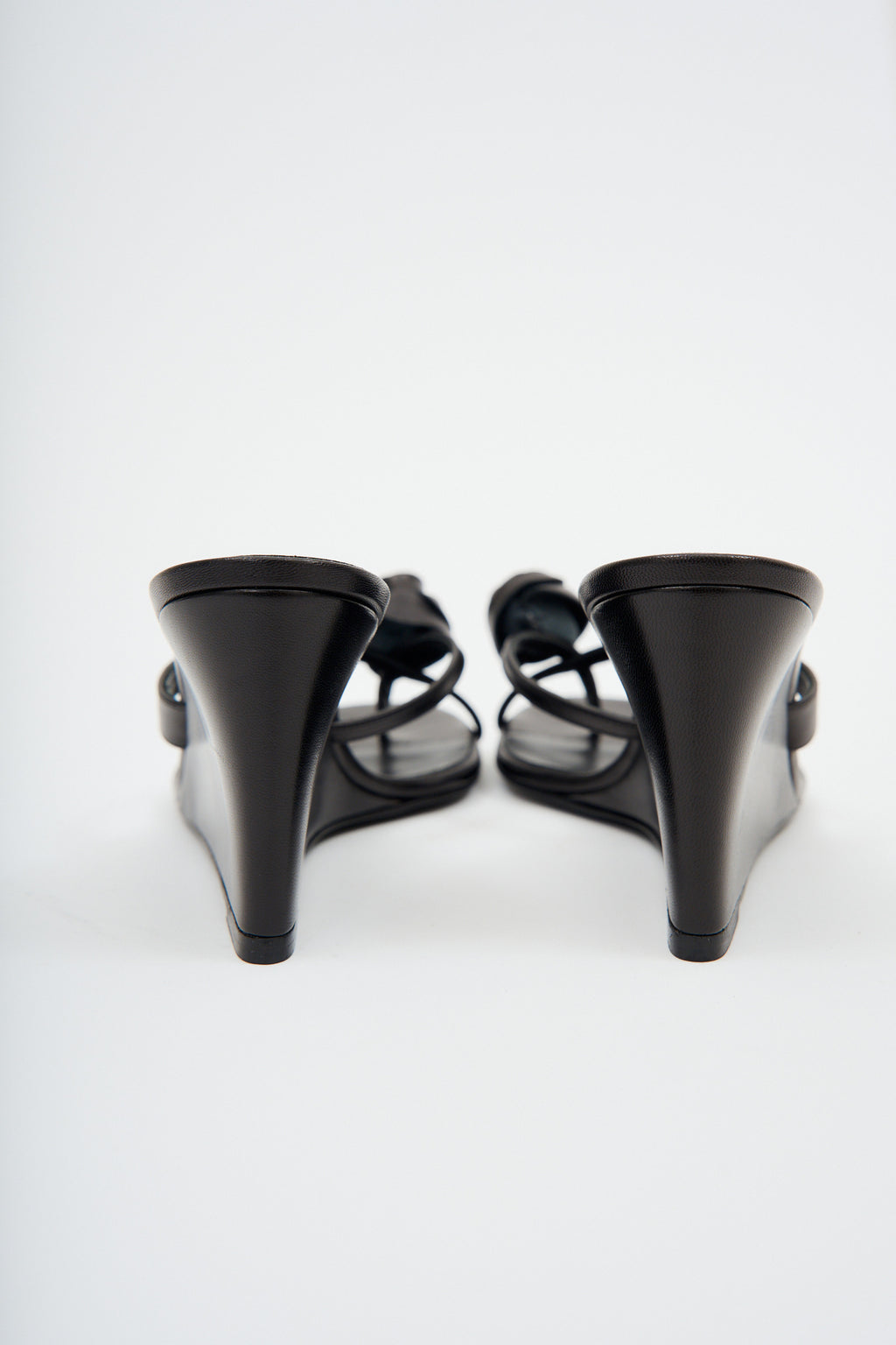 Leather Wedge Black Sandals - Désordre Boutique