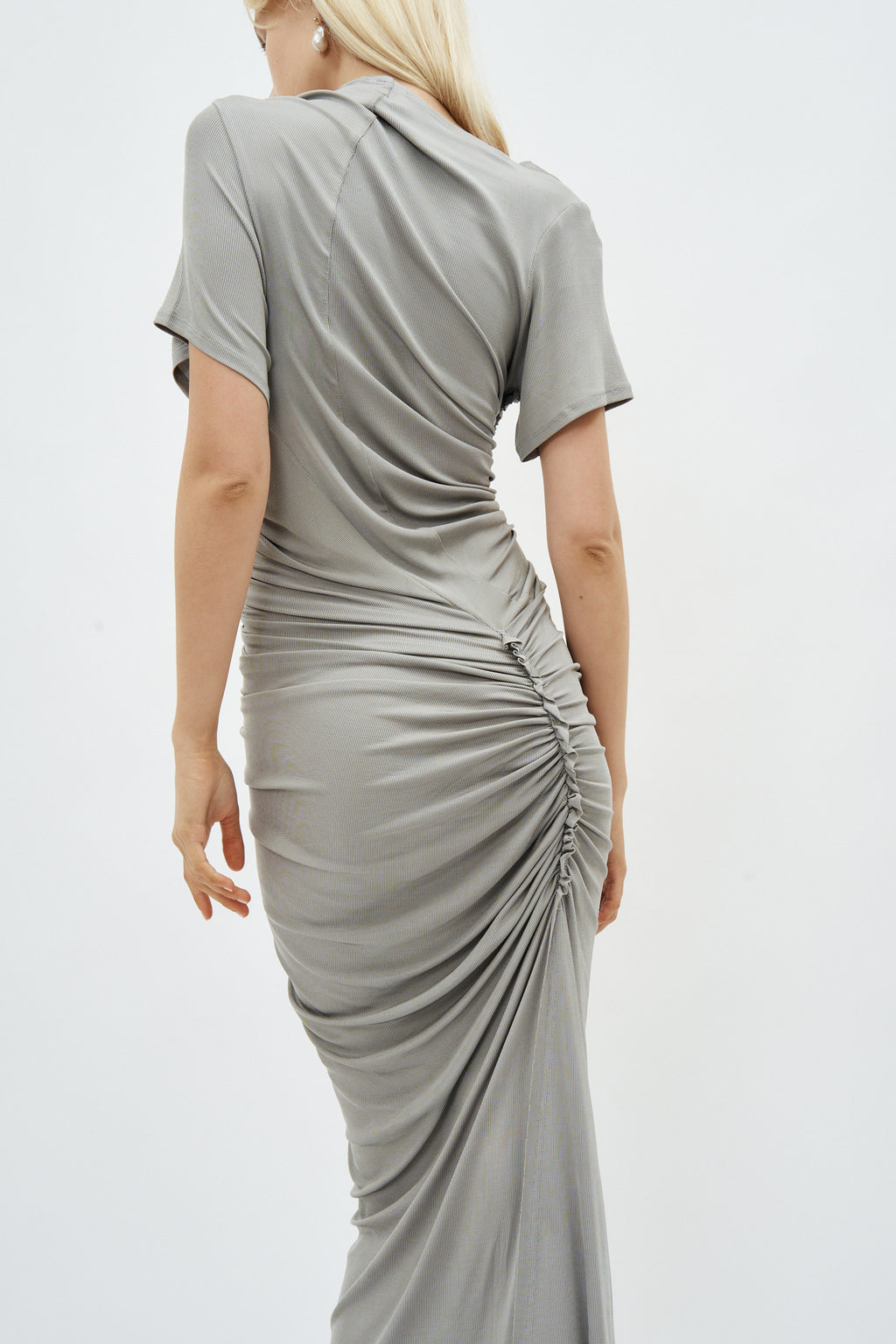 Long Asymmetric Draped Grey Gown - Désordre Boutique