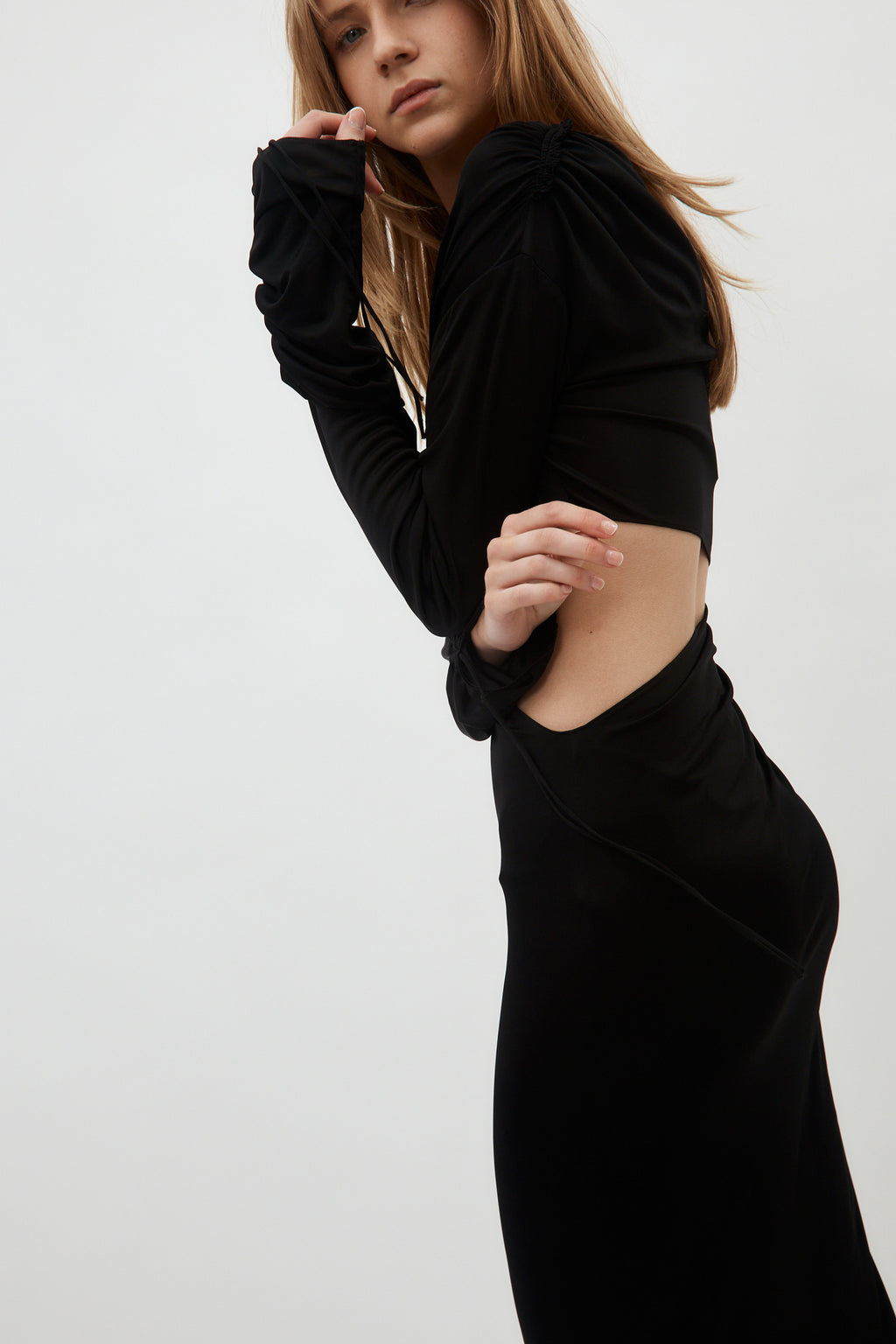 Long Sleeve Cut Out Black Dress - Désordre Boutique