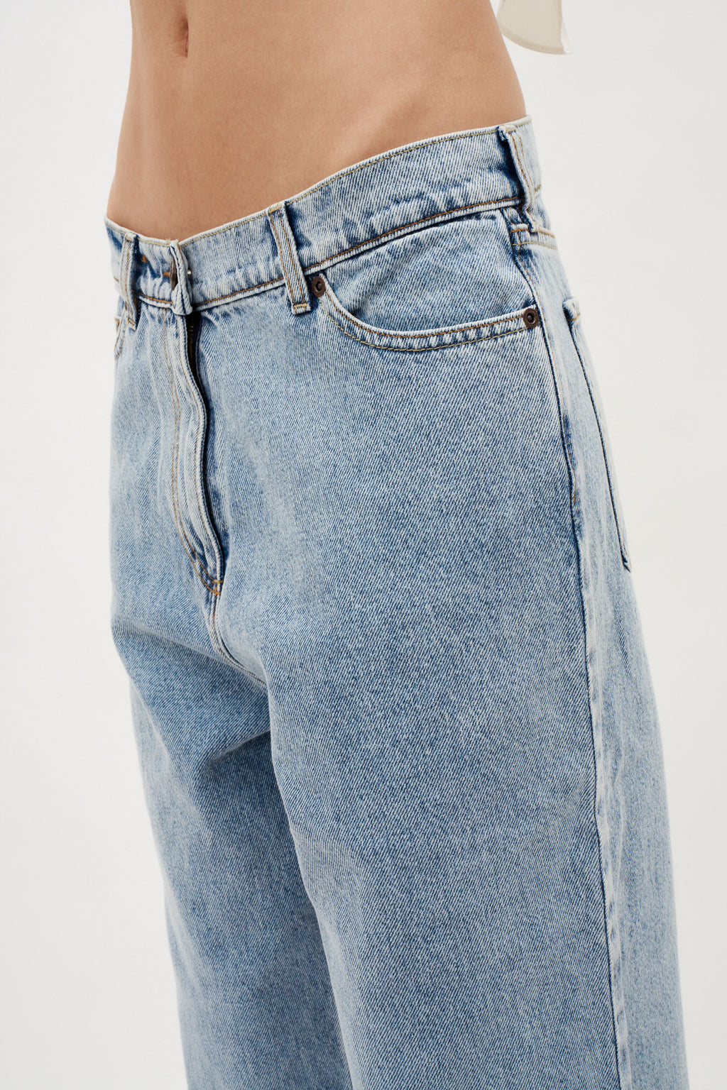 Loose Leg Denim Faded Blue Pants - Désordre Boutique