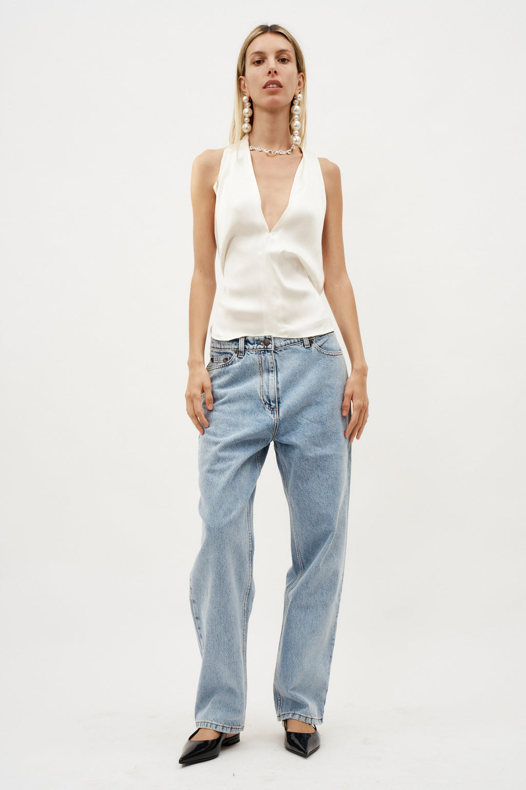 Loose Leg Denim Faded Blue Pants - Désordre Boutique