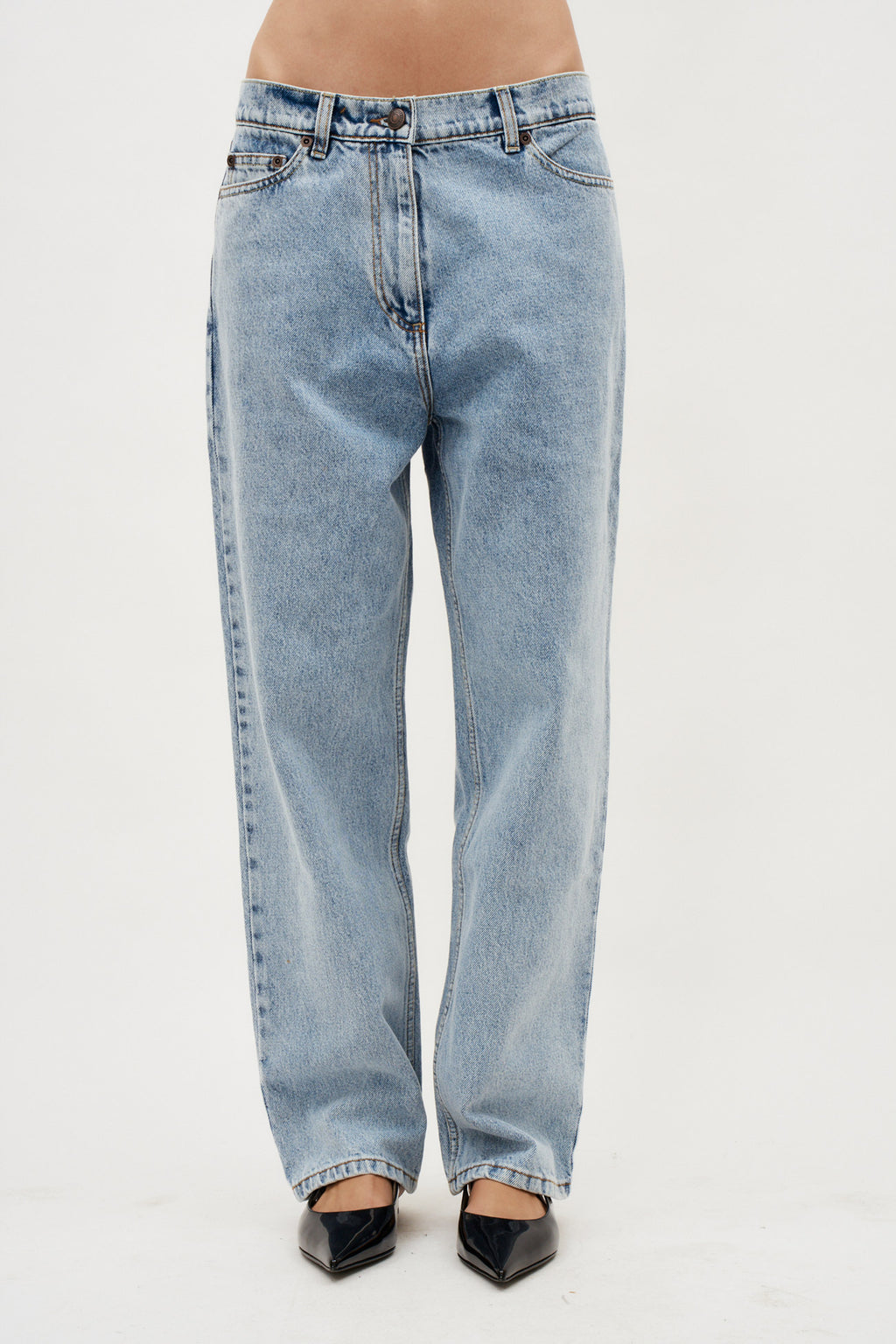 Loose Leg Denim Faded Blue Pants - Désordre Boutique