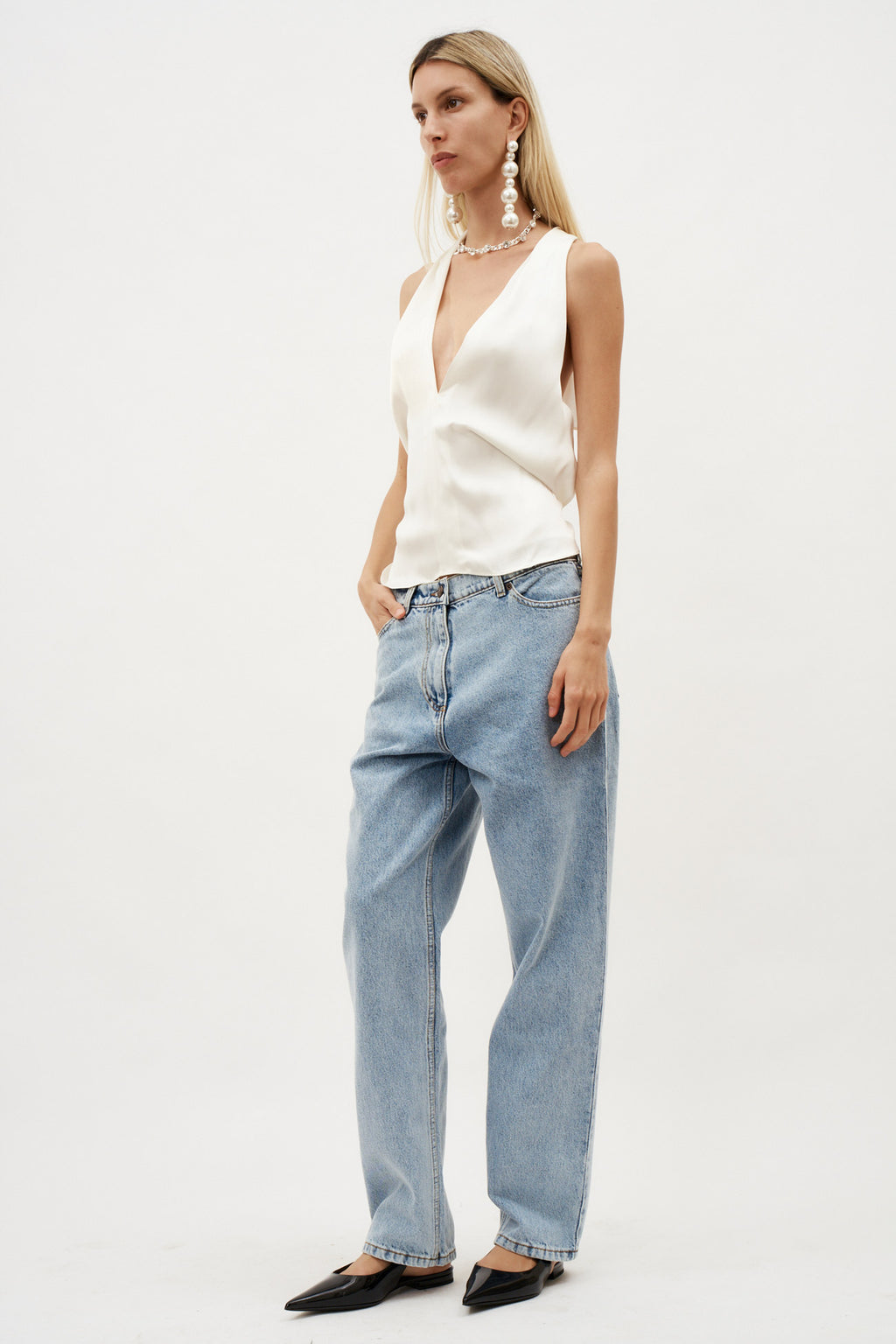 Loose Leg Denim Faded Blue Pants - Désordre Boutique