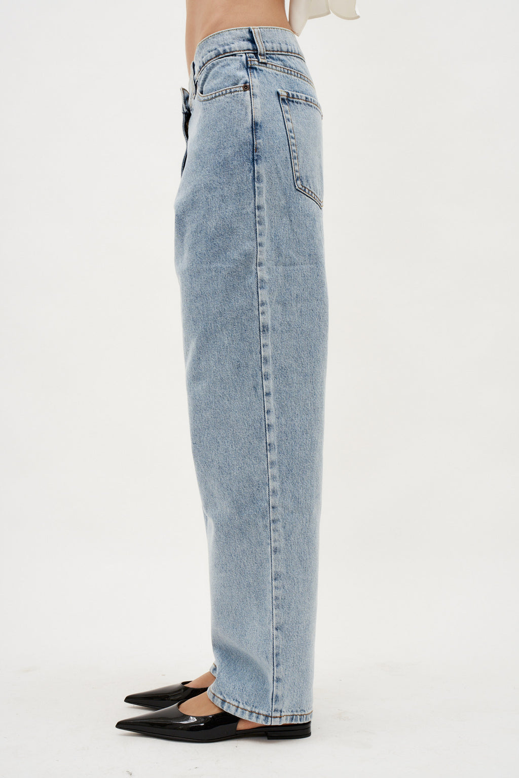 Loose Leg Denim Faded Blue Pants - Désordre Boutique