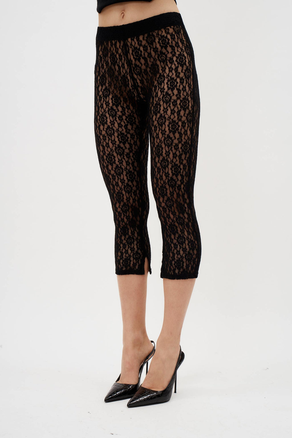 Low Rise Black Lace Capri - Désordre Boutique