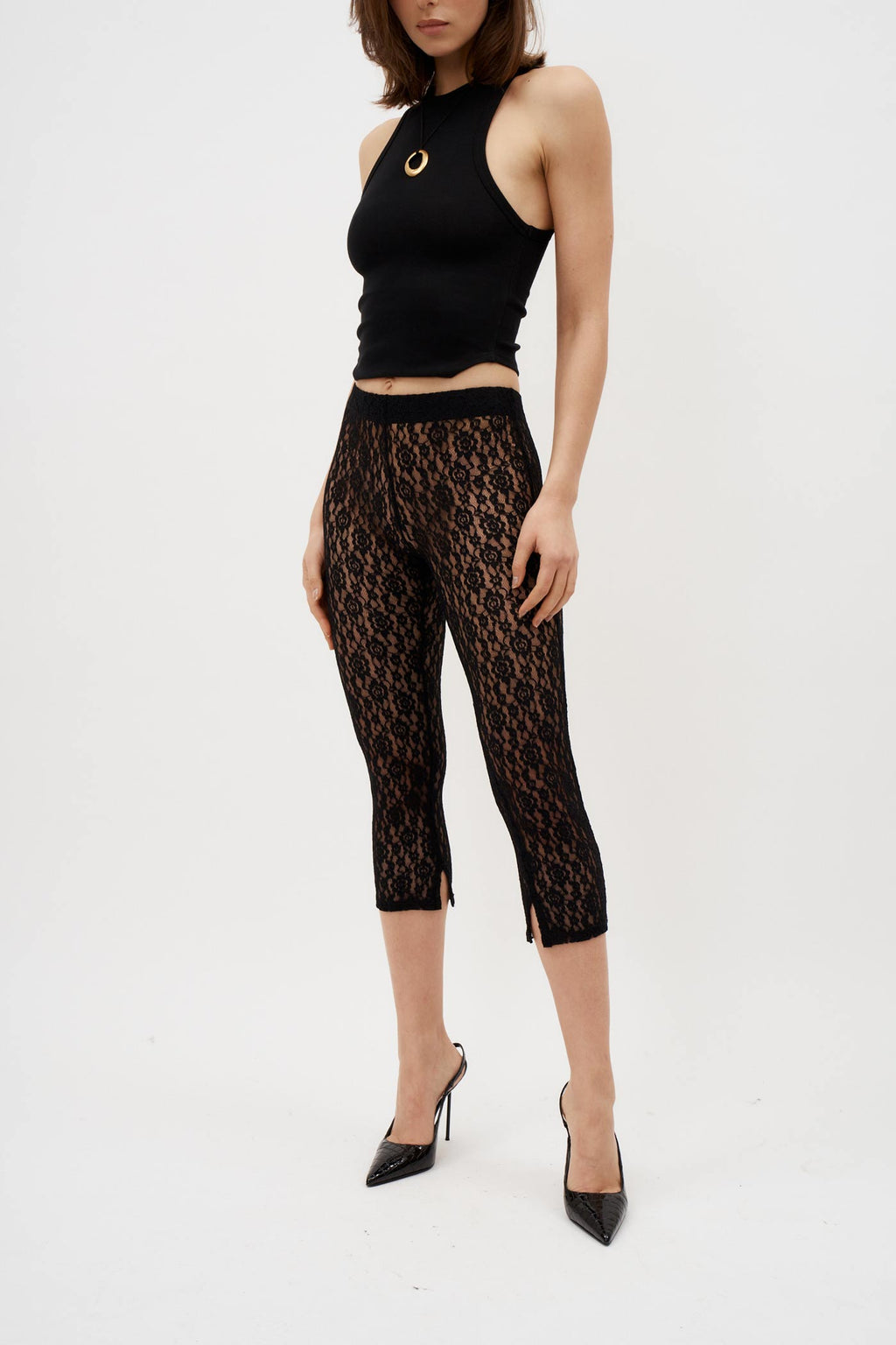 Low Rise Black Lace Capri - Désordre Boutique