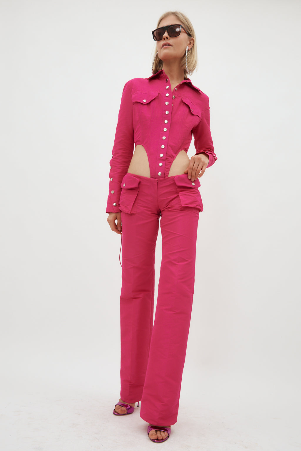 Low Rise Fuchsia Utility Skinny Trouser - Désordre Boutique