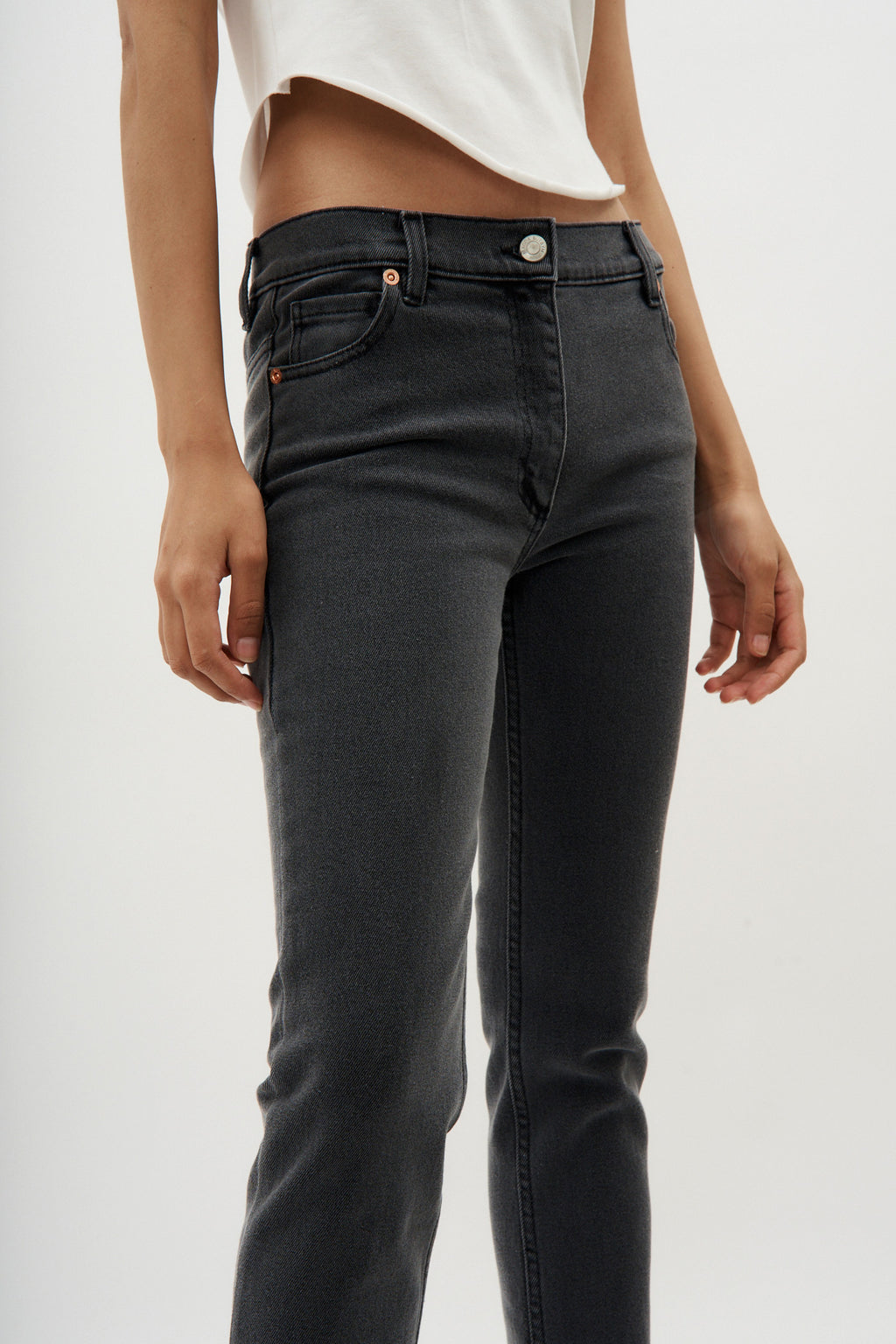 Low Rise Grey Denim Pants - Désordre Boutique