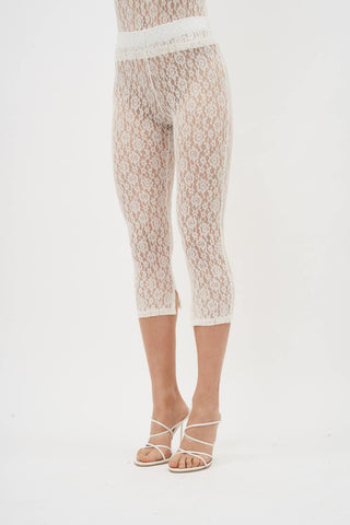 Low Rise Off White Lace Capri - Désordre Boutique