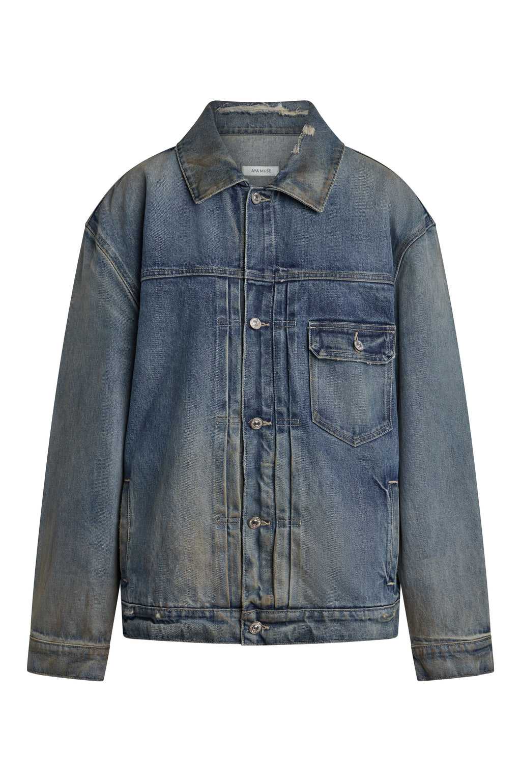 Oversized Denim Beige Wash Jacket