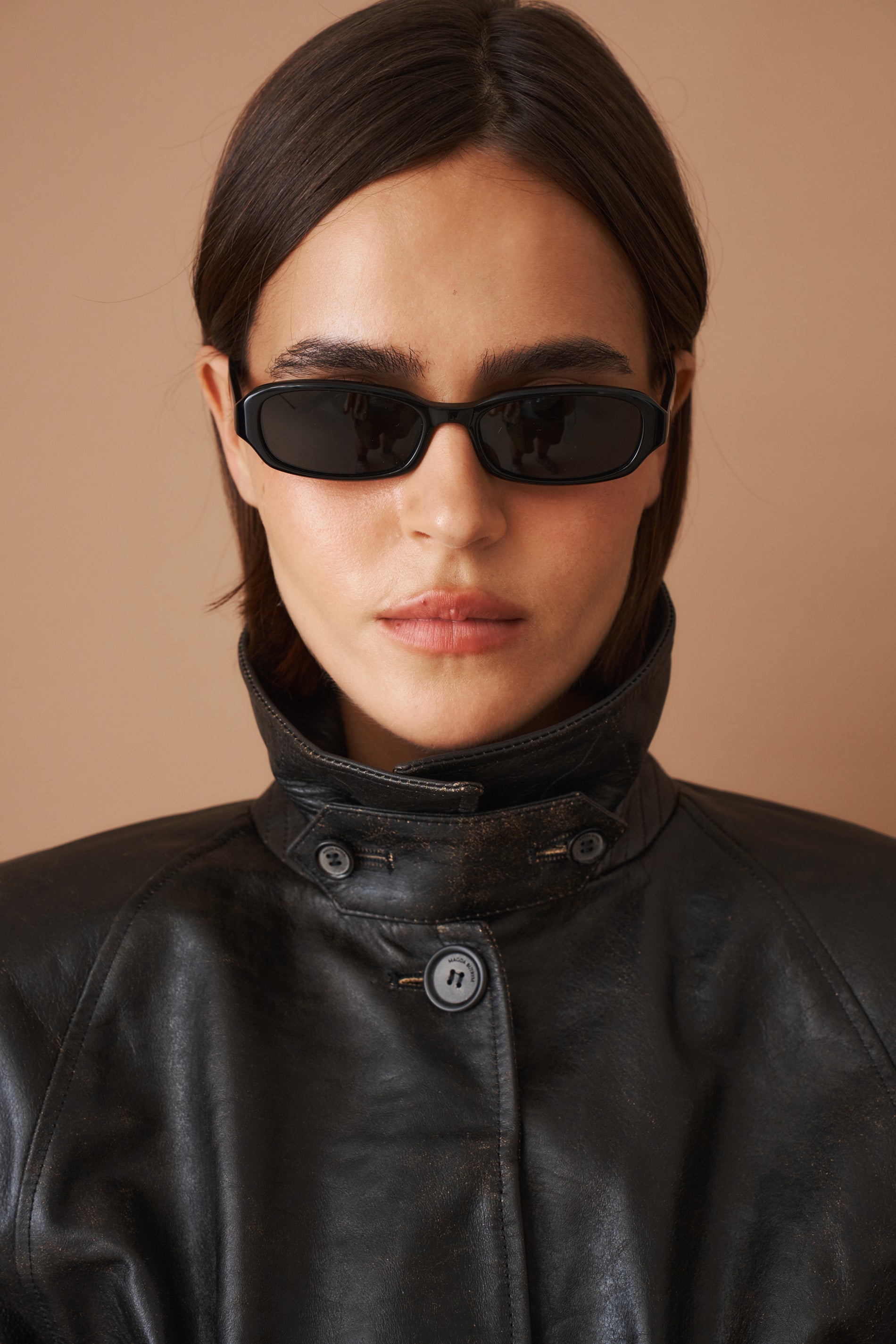 Belted Leather Jacket in Vintage Black - DÉSORDRE