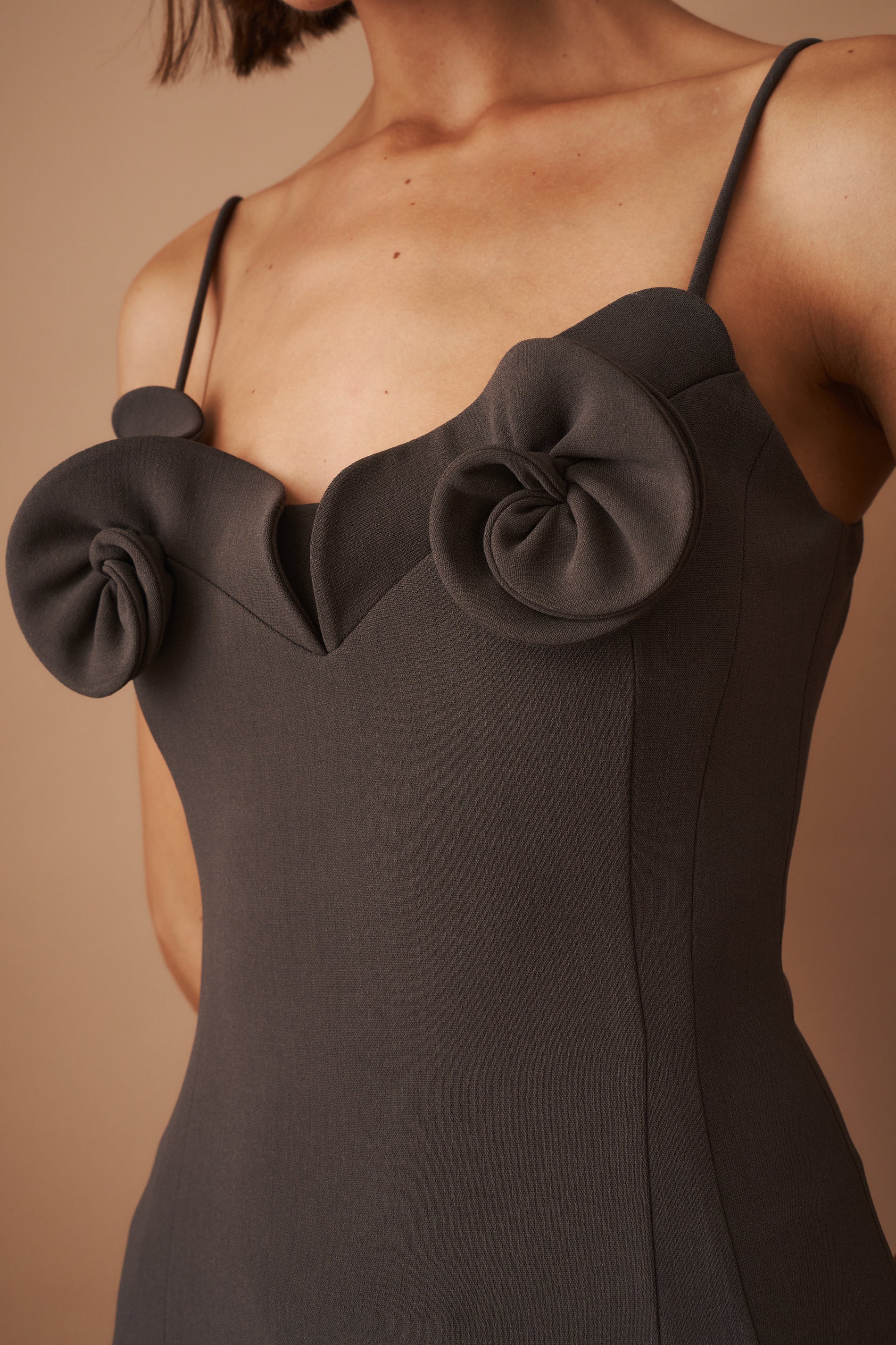 Rosette Mini Dress Brown - DÉSORDRE
