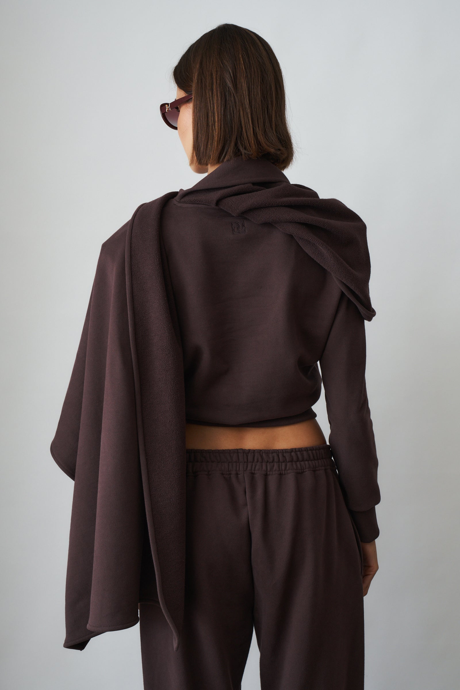 Draped Cape Sweatshirt Brown - DÉSORDRE
