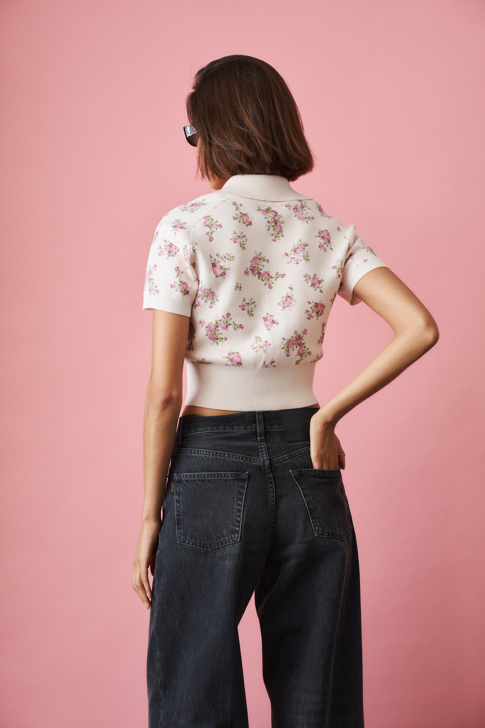 Short Sleeve Floral Polo in Cream - DÉSORDRE