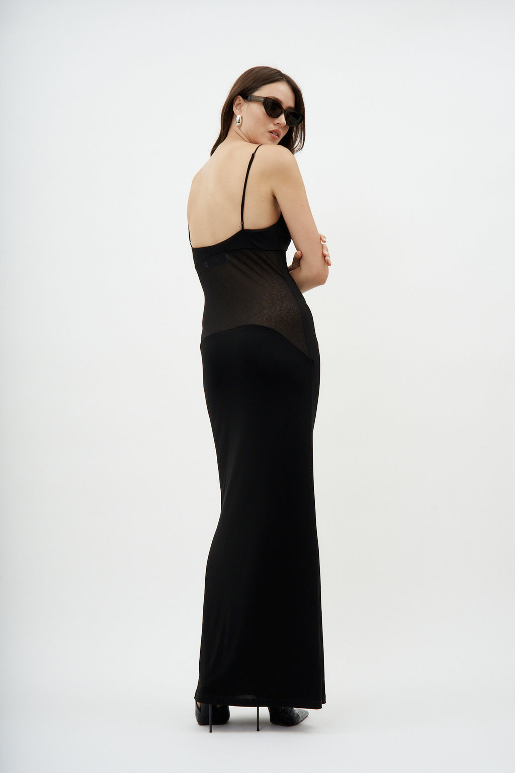 Mesh Stomach Maxi Black Dress - Désordre Boutique